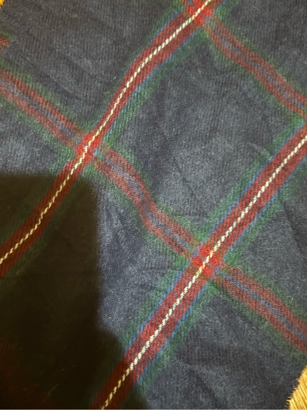 Burberry Lambswool Navy Scarf with Red & Green Stripes - Picture 5 of 6